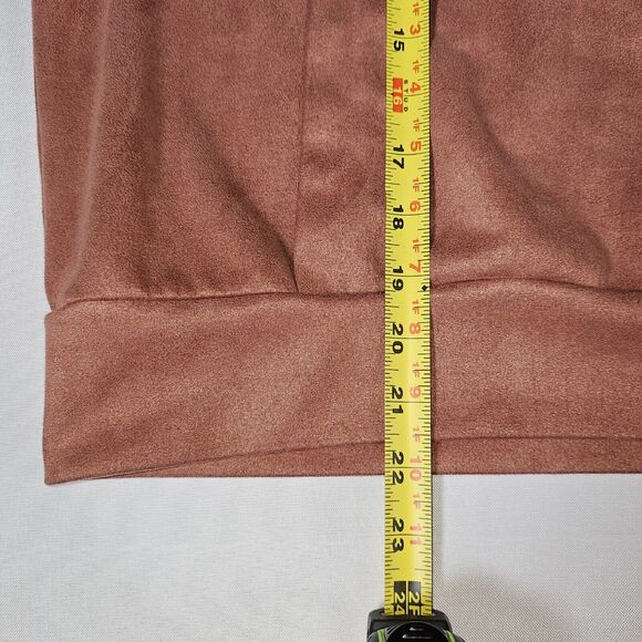 Tahari Womens Size M Mauve Faux Suede Half Zip Pullover Sweater Kangaroo Pocket - Picture 8 of 10
